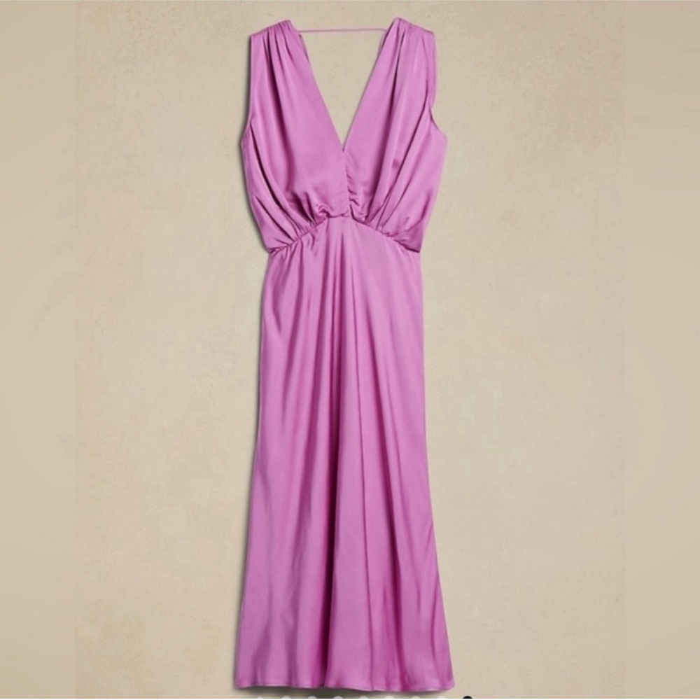 Banana Republic Jessie satin midi Slip dress Small NWOT sexy Classy Pink dress - Picture 2 of 9